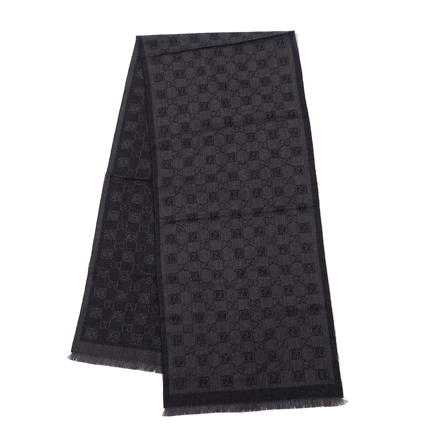 Gucci Wool Monogram Scarf Grey 2 of 3
