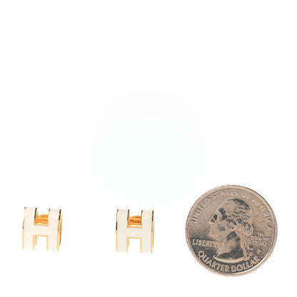 Hermes Gold Lacquered Pop H Earrings White 2 of 4