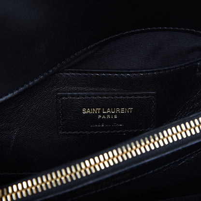 Saint Laurent Calfskin Suede Matelasse Chevron Monogram Medium College Bag Marine 7 of 8