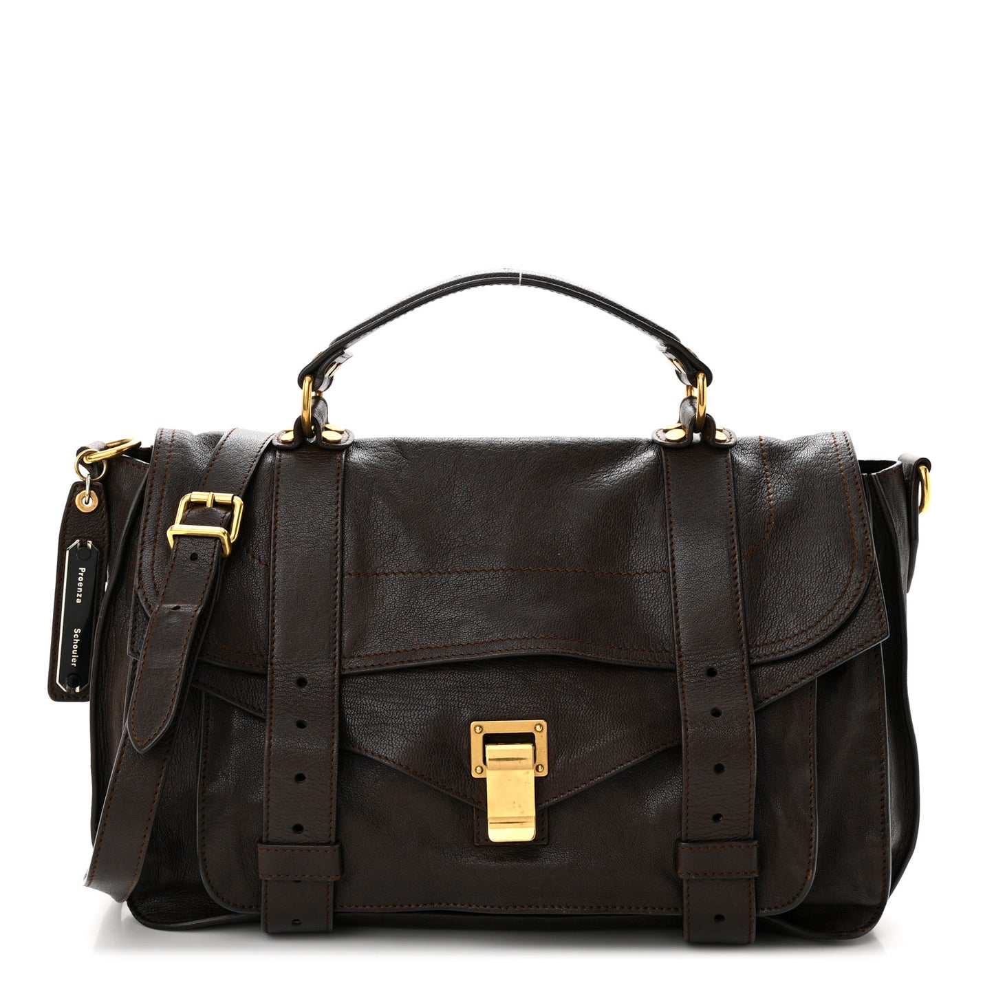Lambskin Medium PS1 Satchel Dark Chocolate