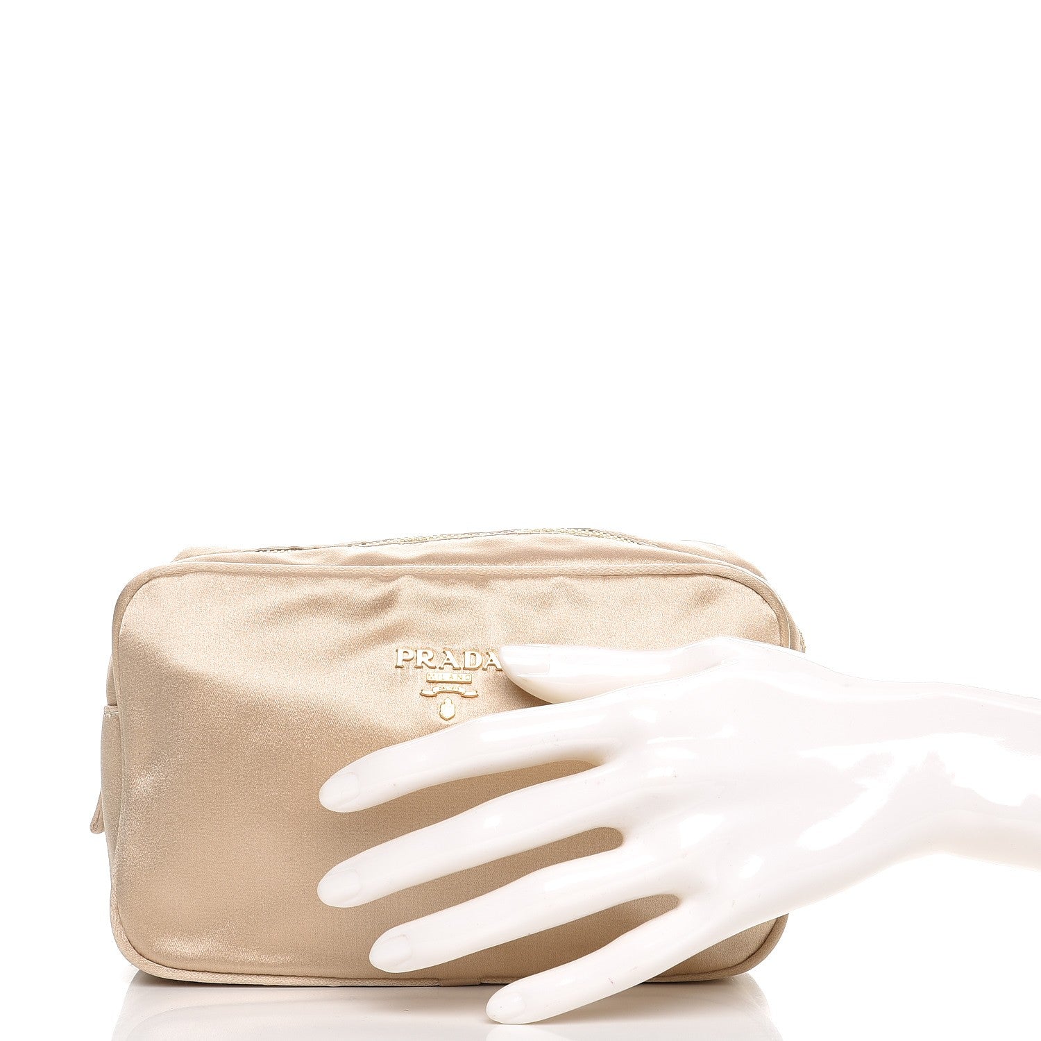 Prada Satin Cosmetic Pouch Sabbia 2 of 7