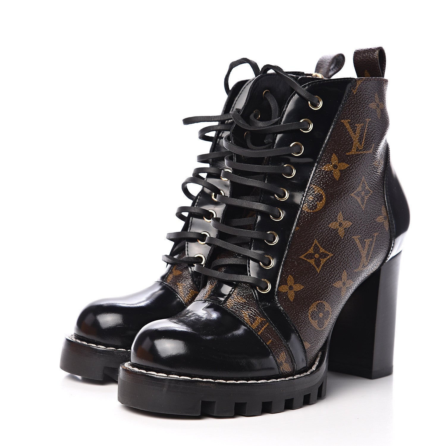 Louis Vuitton Patent Calfskin Monogram Star Trail Ankle Boots 39.5 Black 3 of 8