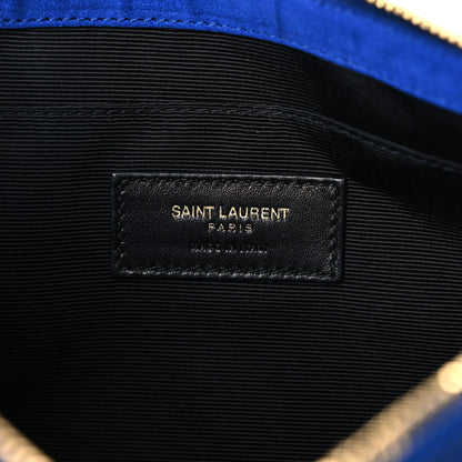 Saint Laurent Suede Calfskin Small Fringe Crossbody Bag Blue 6 of 12