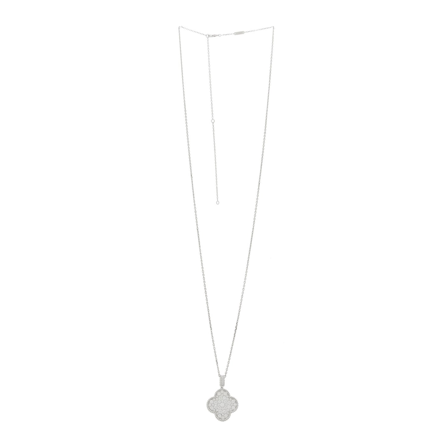 18K White Gold Diamond Magic Alhambra Long Necklace