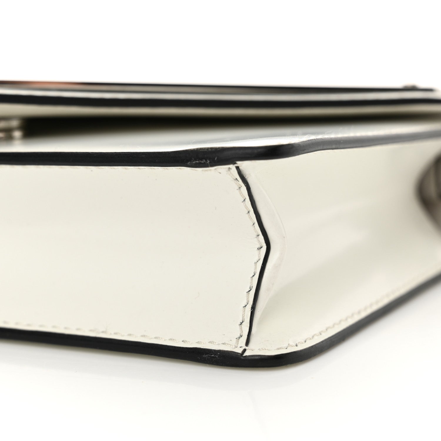 Prada Spazzolato Triangle Logo Plate Flap Chain Crossbody Bag White 8 of 10