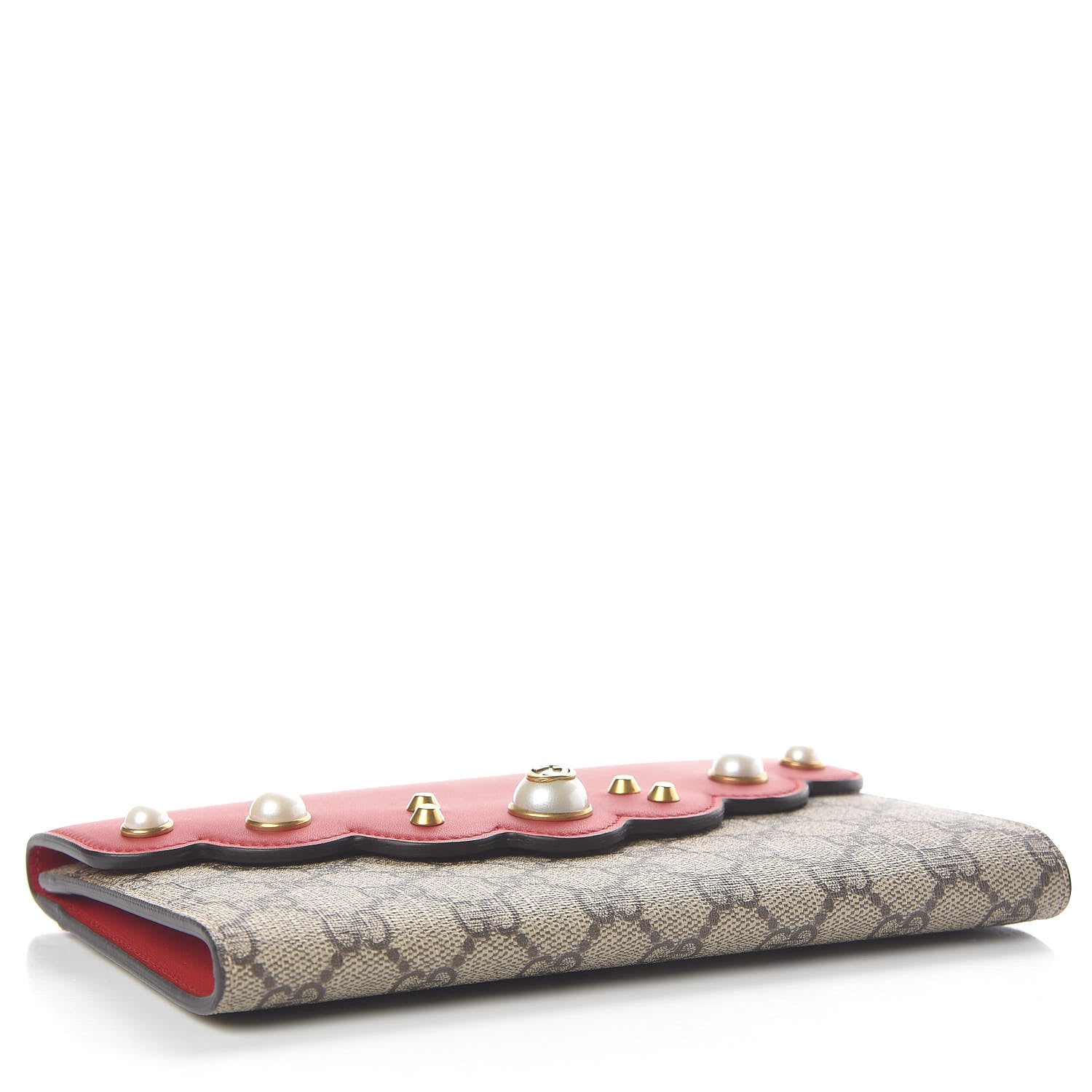 Gucci GG Supreme Monogram Mini Peony Pearly Clutch Red 4 of 7