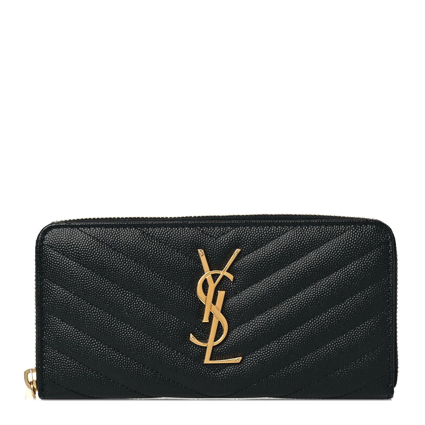 Grain De Poudre Matelasse Chevron Monogram Zip Around Wallet Black