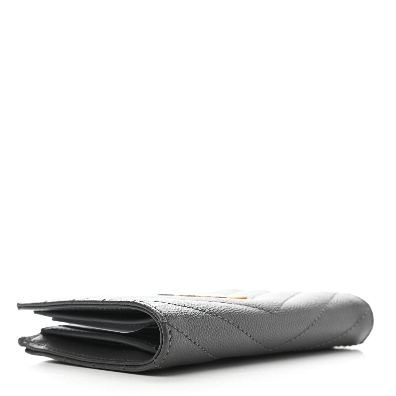 Saint Laurent Grain De Poudre Matelasse Chevron Monogram Zipped Two-Part Wallet Storm 4 of 7