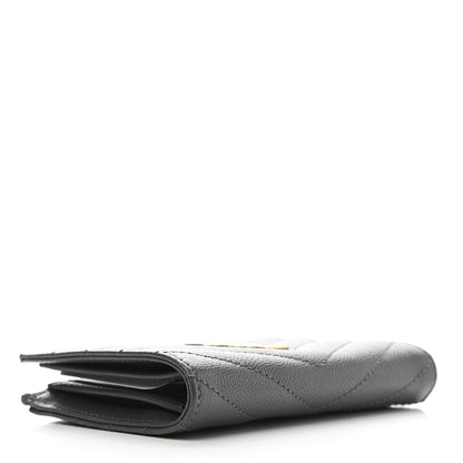 Saint Laurent Grain De Poudre Matelasse Chevron Monogram Zipped Two-Part Wallet Storm 4 of 7