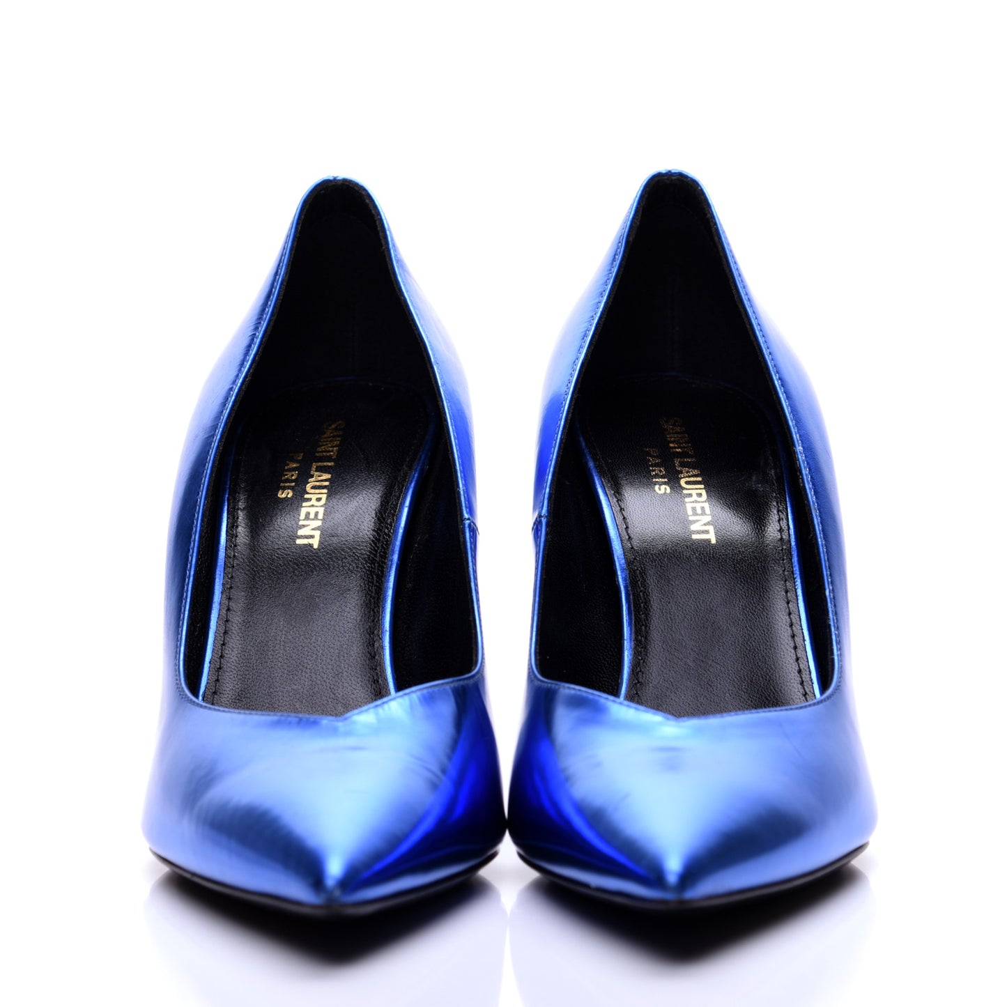 Metallic Calfskin Kiki 85 Pumps 37 Blue