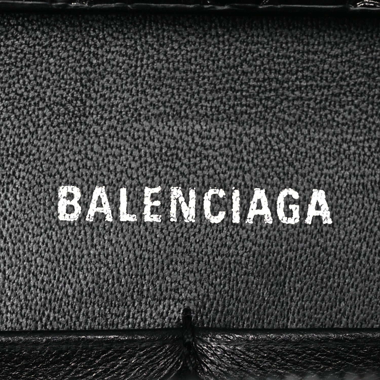 Balenciaga Shiny Calfskin Monochrome Crocodile Embossed Hourglass Chain Bag Black 7 of 15