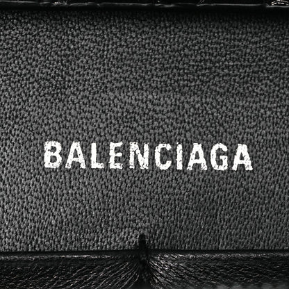 Balenciaga Shiny Calfskin Monochrome Crocodile Embossed Hourglass Chain Bag Black 7 of 15