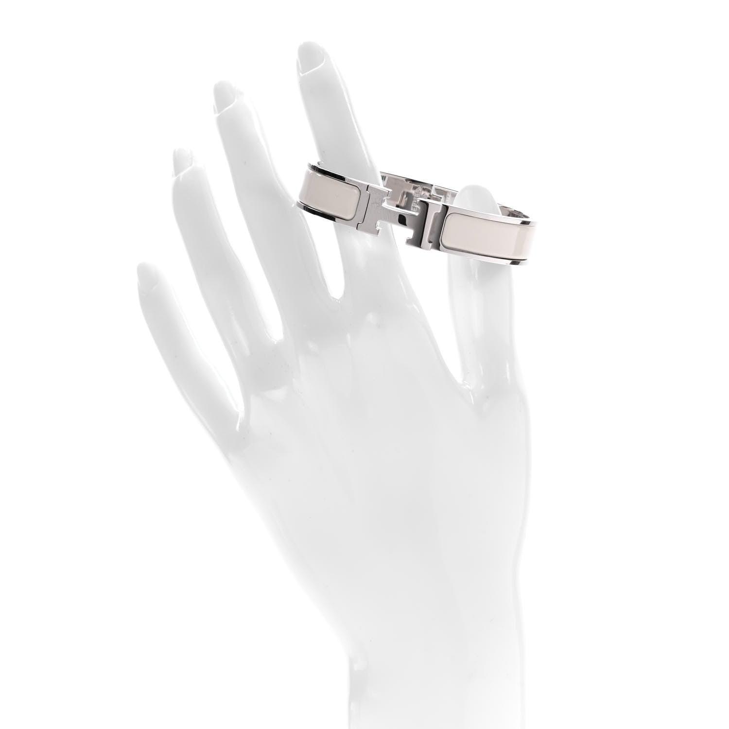 Hermes Enamel Narrow Clic Clac H Bracelet PM Pannacotta 2 of 4