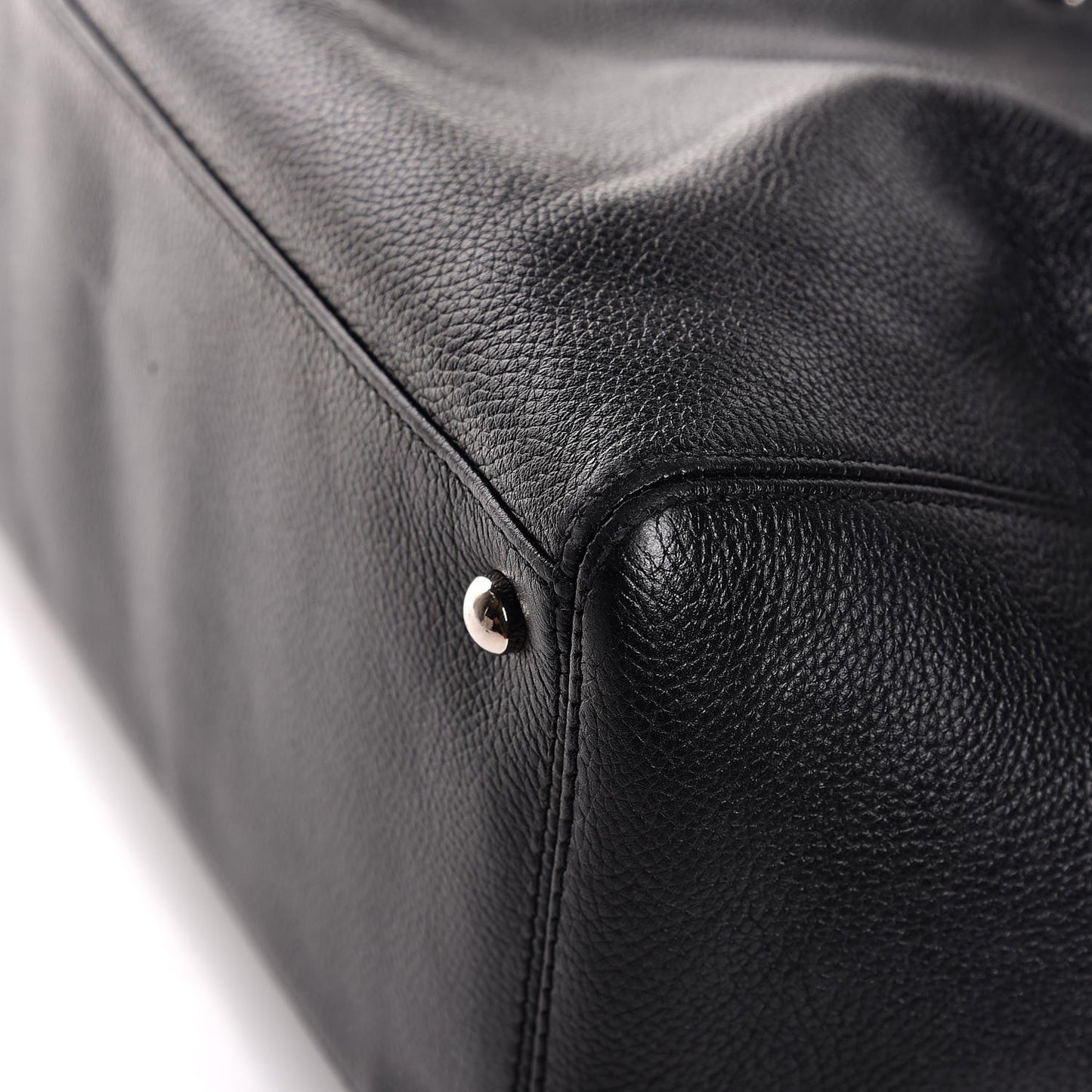Calfskin Cerf Executive Shopper Tote Black