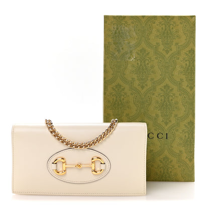 Gucci Boarded Plutone Calfskin Horsebit 1955 Wallet On Chain Mystic White 11 of 11
