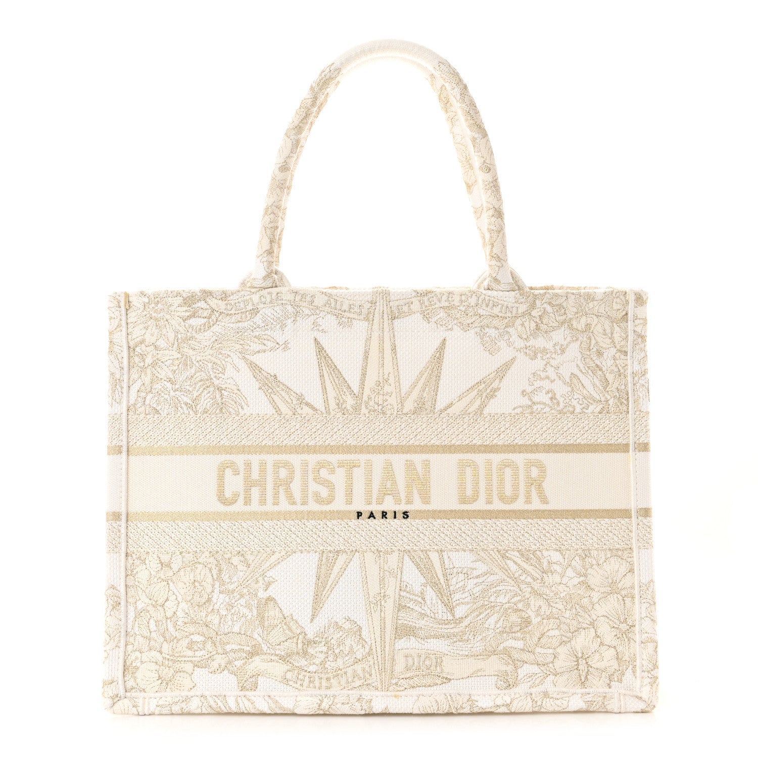 Christian Dior Canvas Embroidered Medium Rêve d'Infini Book Tote Gold 1 of 11