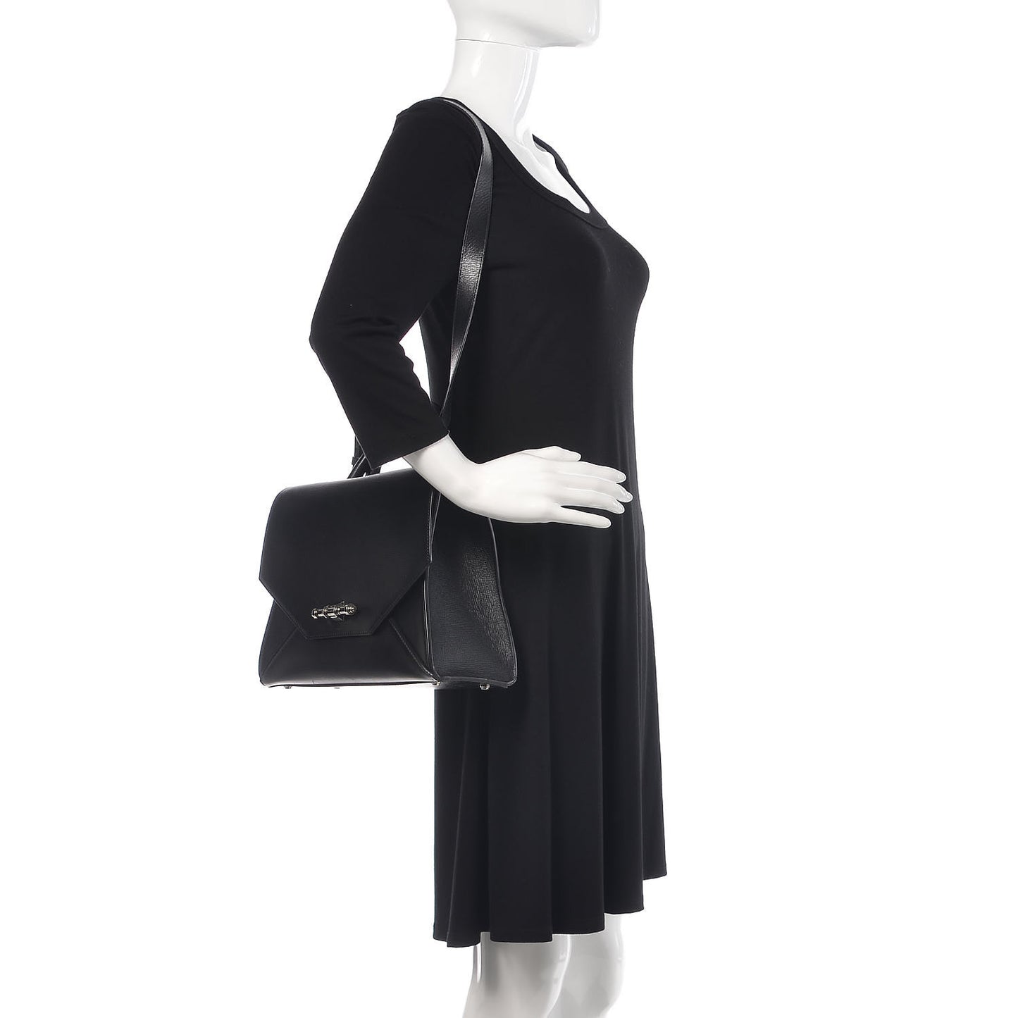 Calfskin Small Obsedia Satchel Black