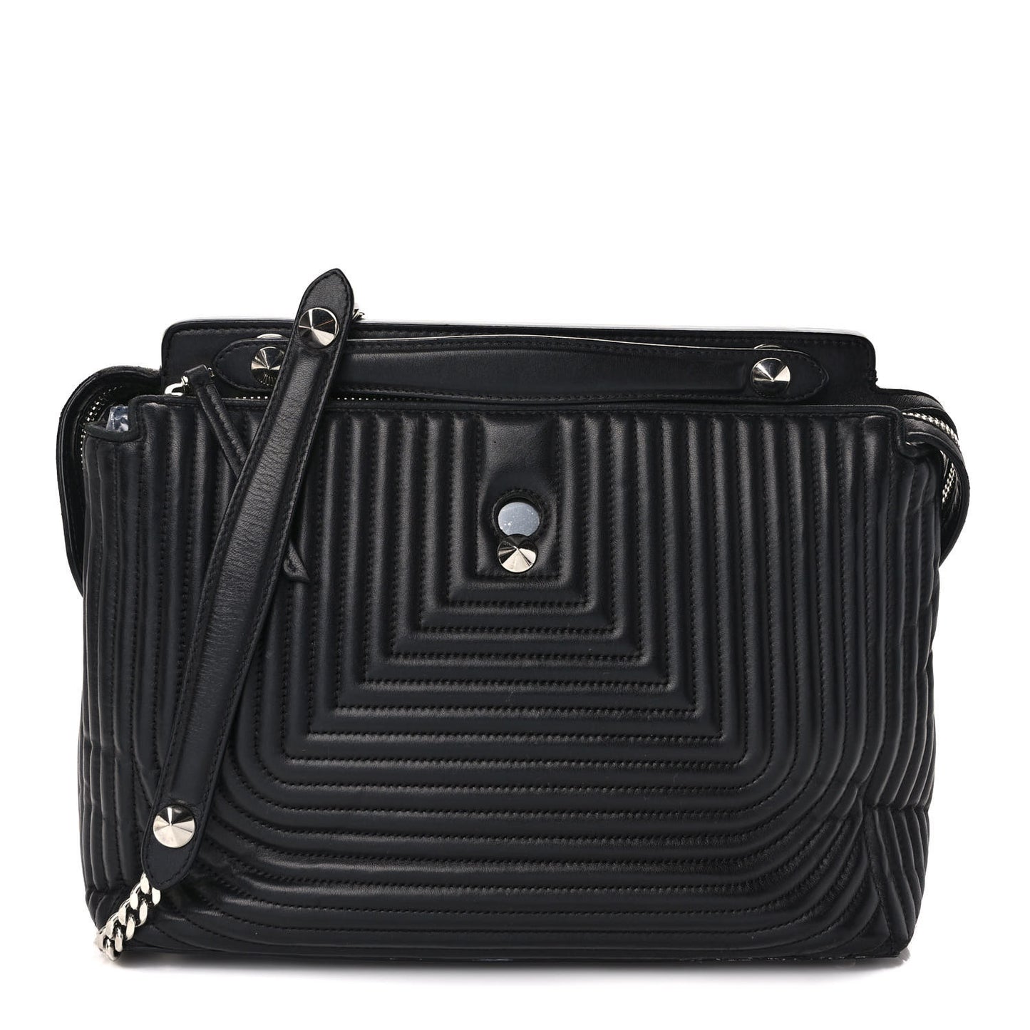 Shiny Nappa Trapuntata DotCom Chain Satchel Black
