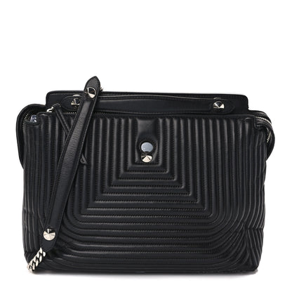 Fendi Shiny Nappa Trapuntata DotCom Chain Satchel Black 1 of 12