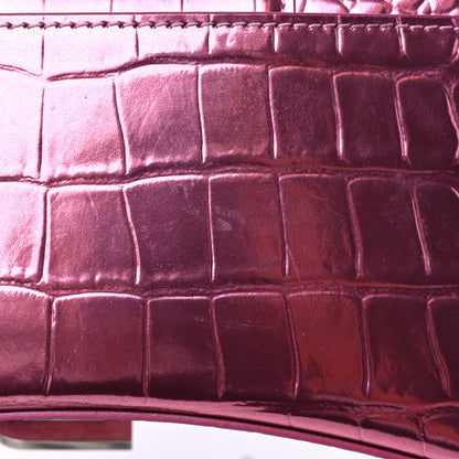 Balenciaga Metallic Shiny Calfskin Crocodile Embossed Hourglass Chain Bag Pink 13 of 13