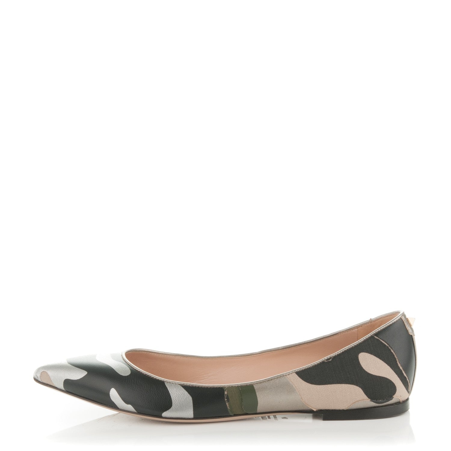 Valentino Garavani Nappa Canvas Camouflage Rockstud Ballet Flats 40 Safari 1 of 6