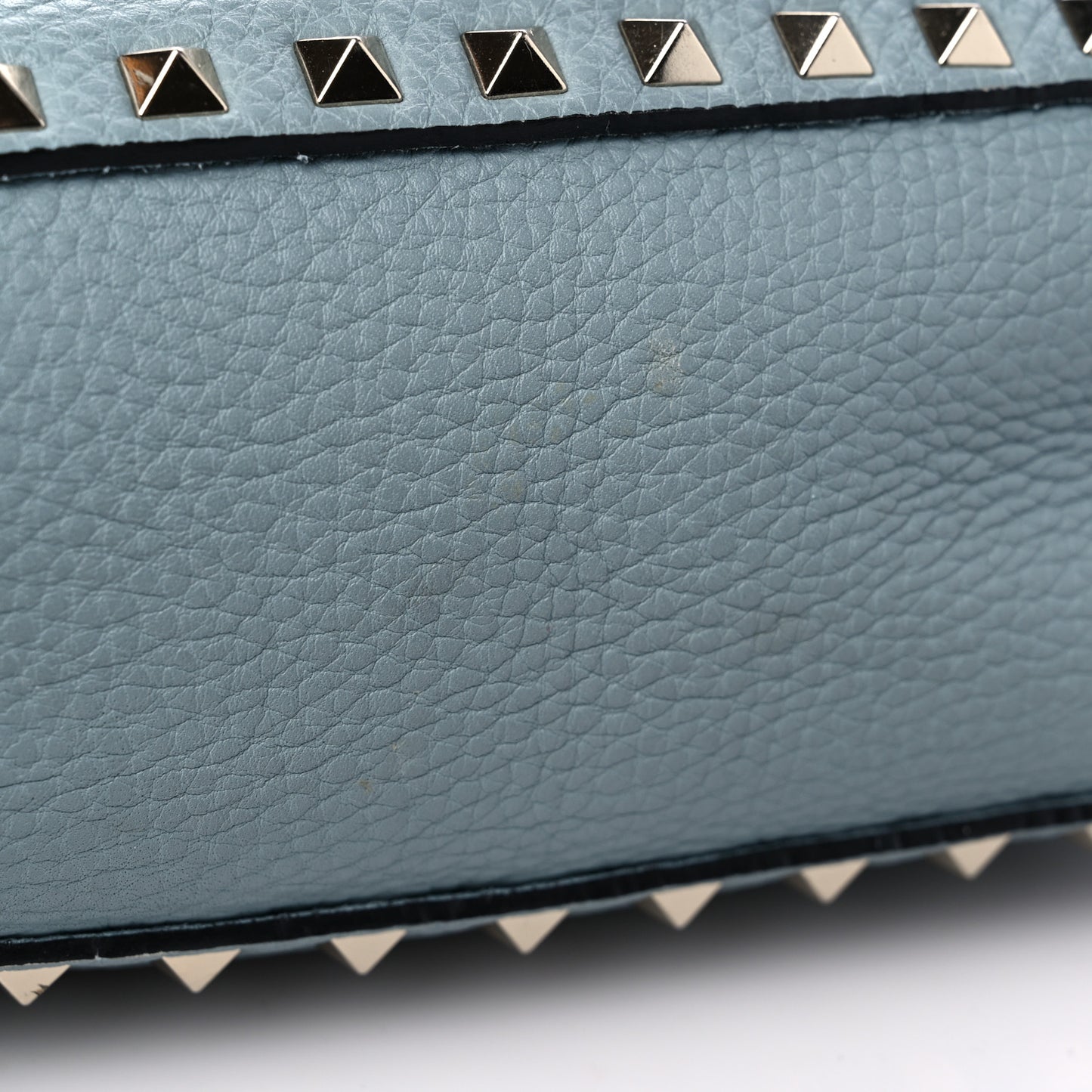 Pebbled Calfskin Small Rockstud Flip-Lock Messenger Bag Light Blue