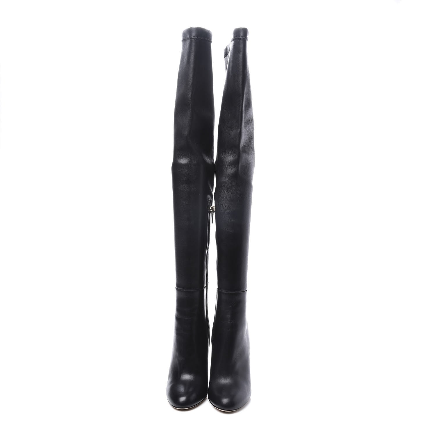 Jimmy Choo Calfskin Stretch Nappa Turner Knee High Boots 37 Black 3 of 8