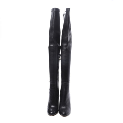 Jimmy Choo Calfskin Stretch Nappa Turner Knee High Boots 37 Black 3 of 8