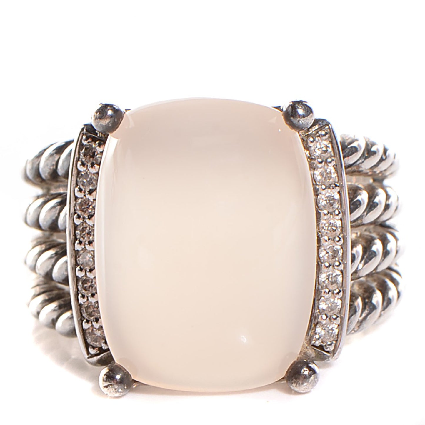 Sterling Silver Diamond Chalcedony 16mm Wheaton Ring 56 7.5
