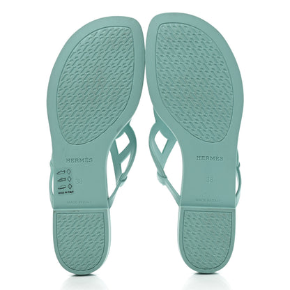 Hermes Rubber Womens Egerie Sandals 38 Vert Embrun 5 of 9