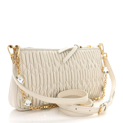 Miu Miu Nappa Matelasse Crystal Mini Shoulder Bag White 3 of 11