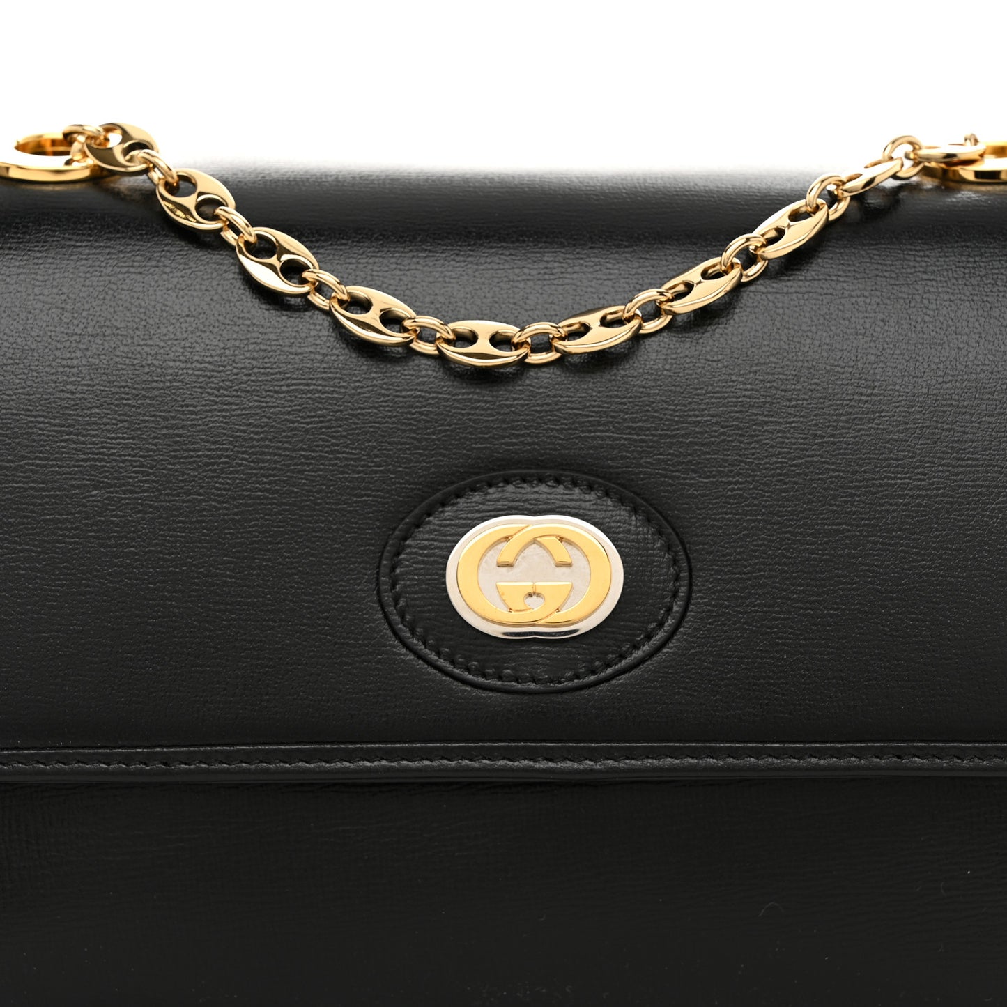Azalea Calfskin Small Marina Chain Shoulder Bag Black