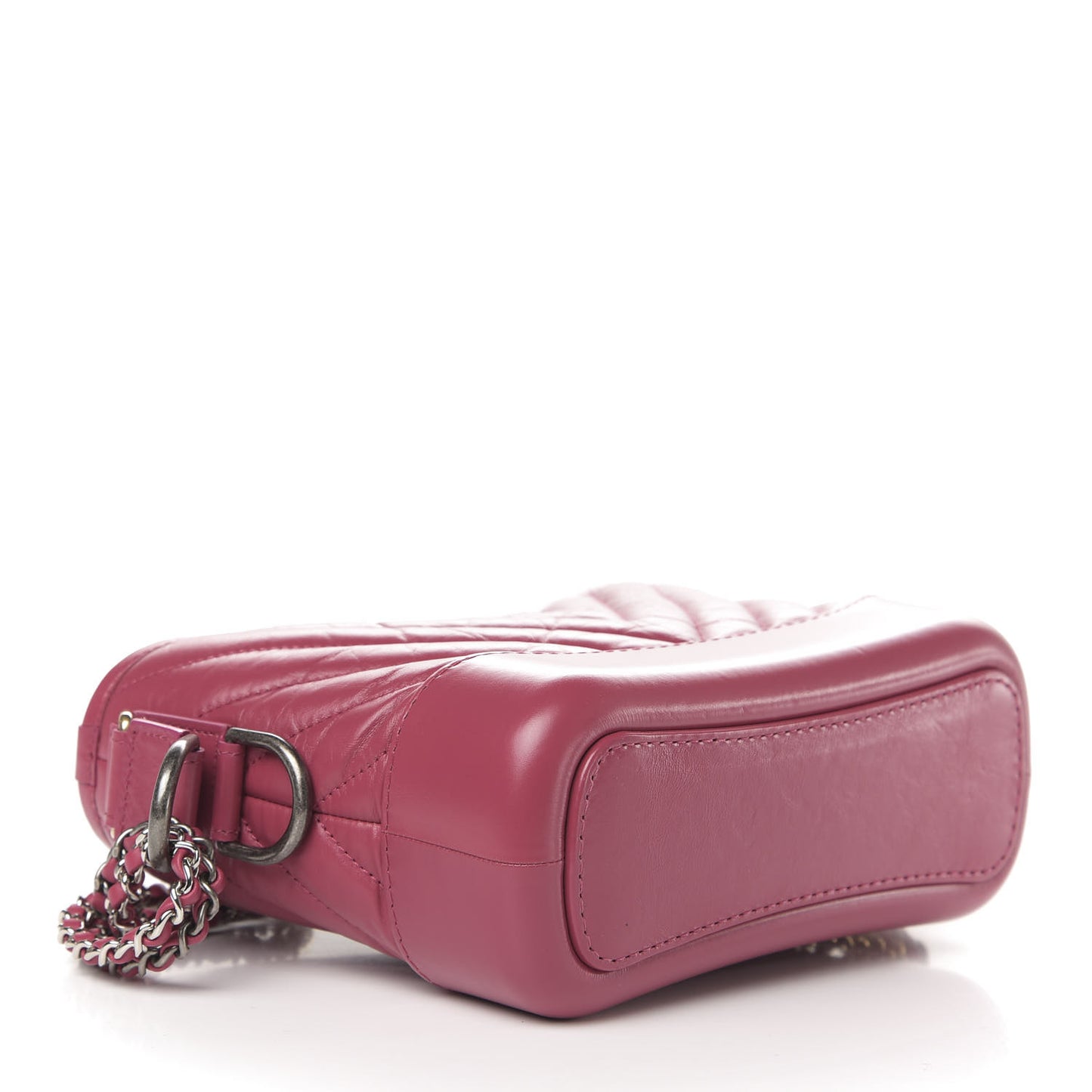 Aged Calfskin Chevron Quilted Small Gabrielle Hobo Dark Pink