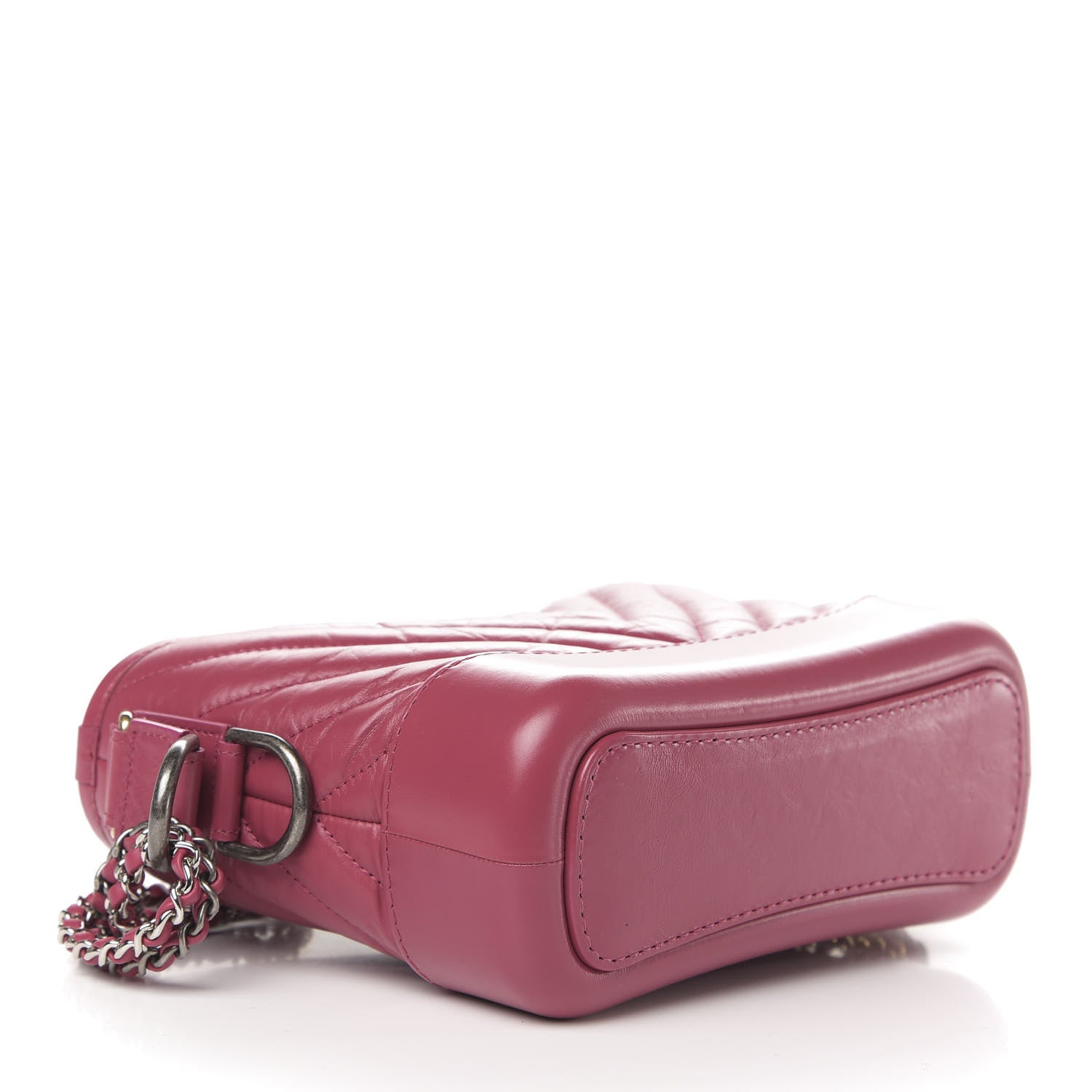 Chanel Aged Calfskin Chevron Quilted Small Gabrielle Hobo Dark Pink 4 of 11