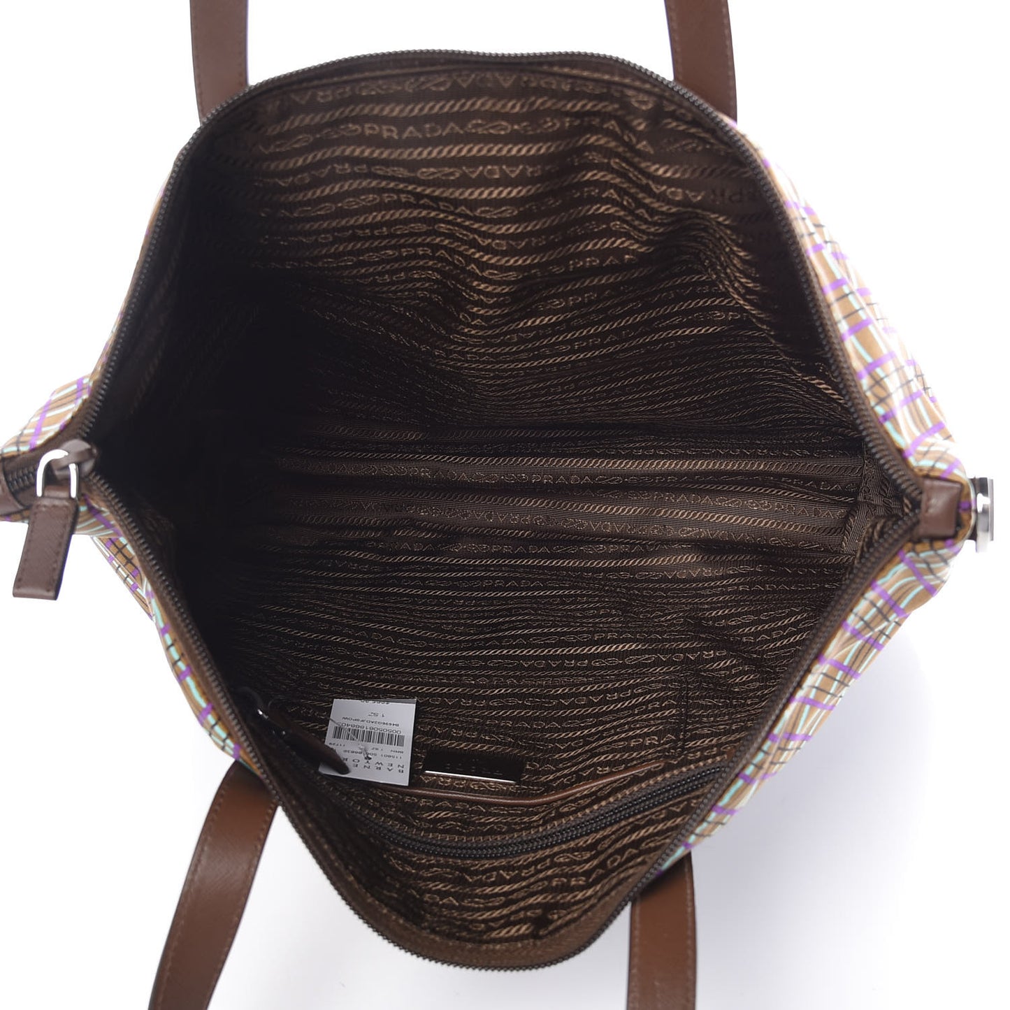 Tessuto Stampato Nylon Saffiano Check Print Tote Viola