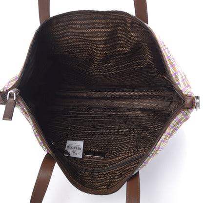 Prada Tessuto Stampato Nylon Saffiano Check Print Tote Viola 6 of 10