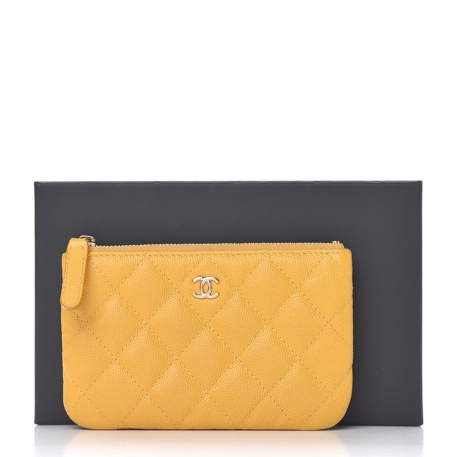 Chanel Caviar Quilted Small Cosmetic Case Yellow 11 of 11