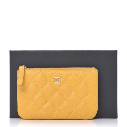 Chanel Caviar Quilted Small Cosmetic Case Yellow 11 of 11