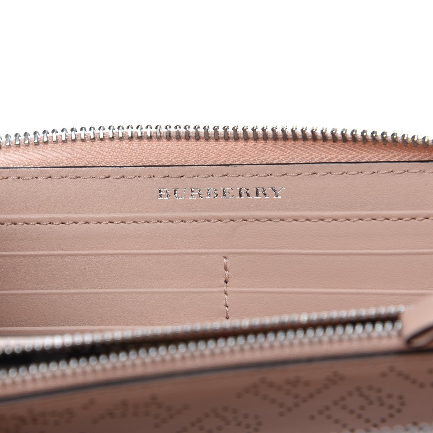 Burberry Calfskin Perforated Zip Around Wallet Pale Fawn Pink 6 of 6