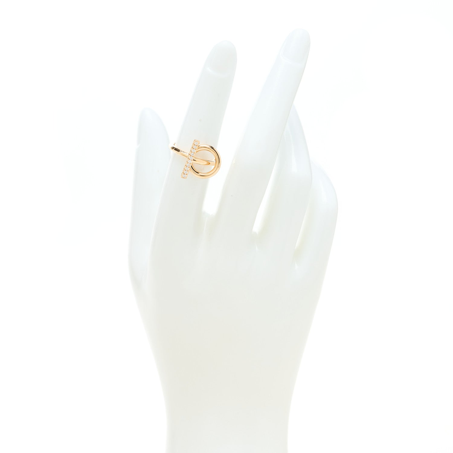 Hermes 18K Rose Gold Diamond PM Echappee Ring 51 5.75 2 of 6