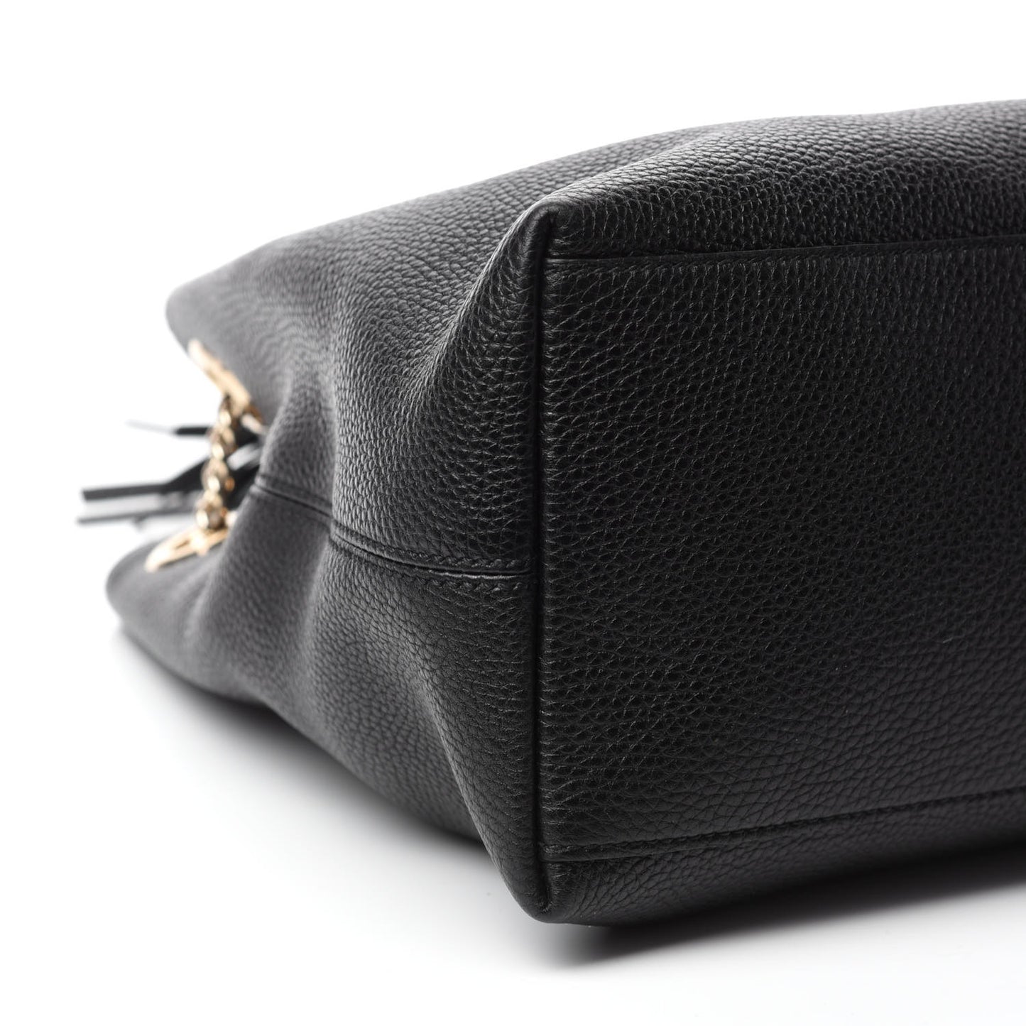 Pebbled Calfskin Medium Soho Chain Shoulder Bag Black