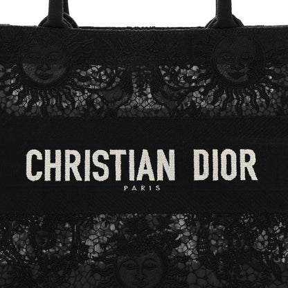 Christian Dior Canvas Embroidered Mesh Macrame Medium Toile de Jouy Soleil Book Tote Black 8 of 10