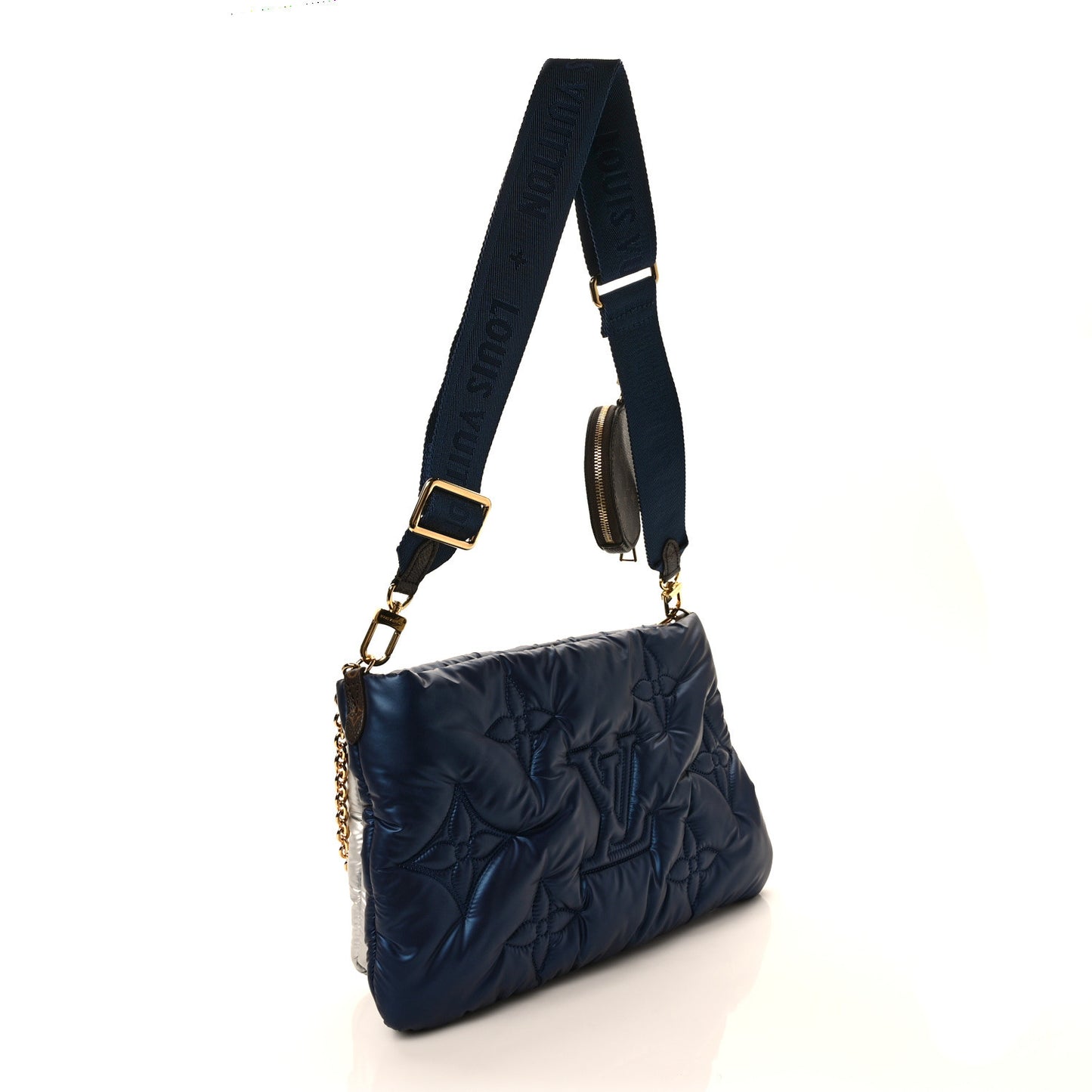 Econyl Monogram Pillow Maxi Multi Pochette Accessories Navy Silver