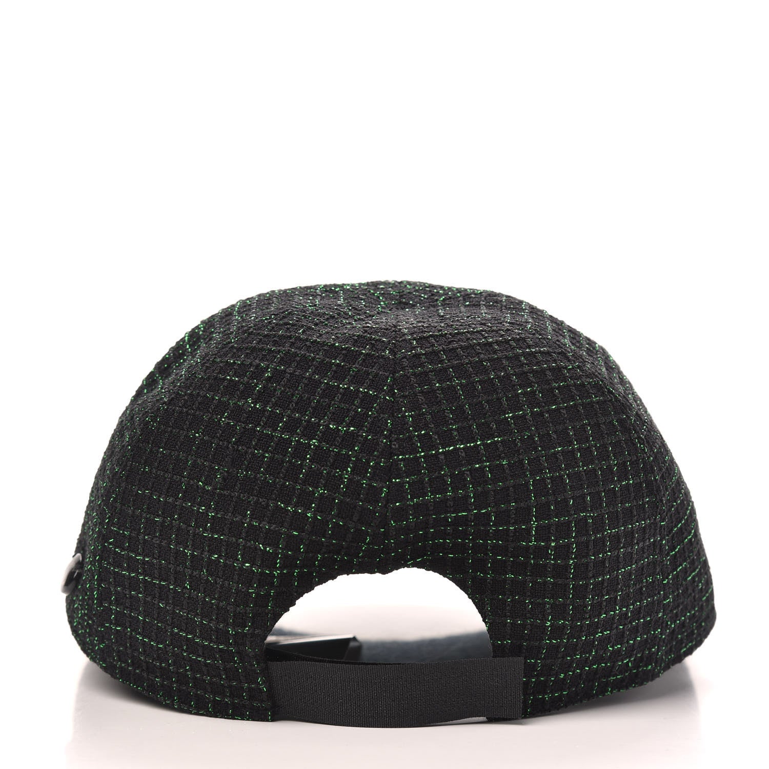 Chanel Metallic Tweed Cap Hat M Black Green 4 of 7