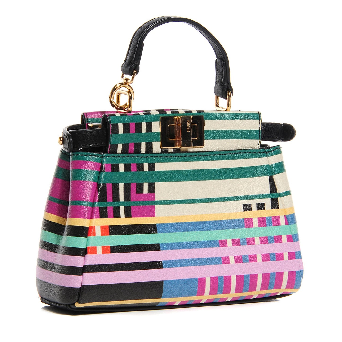 Vitello Seta Digital Print Micro Peekaboo Iconic Satchel Multicolor Black