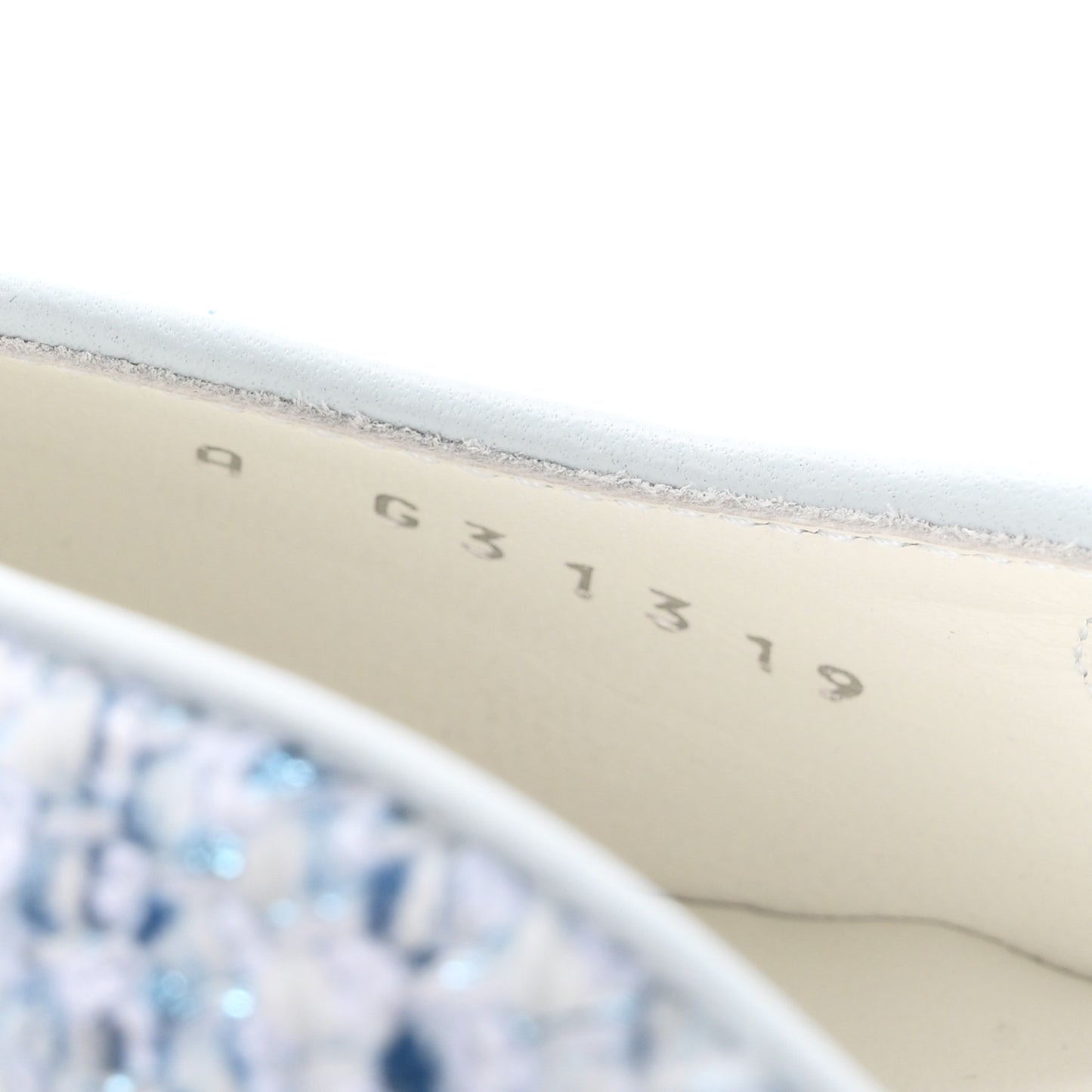 Tweed Lambskin Cap Toe Slingback Flats 39.5 Blue White Silver