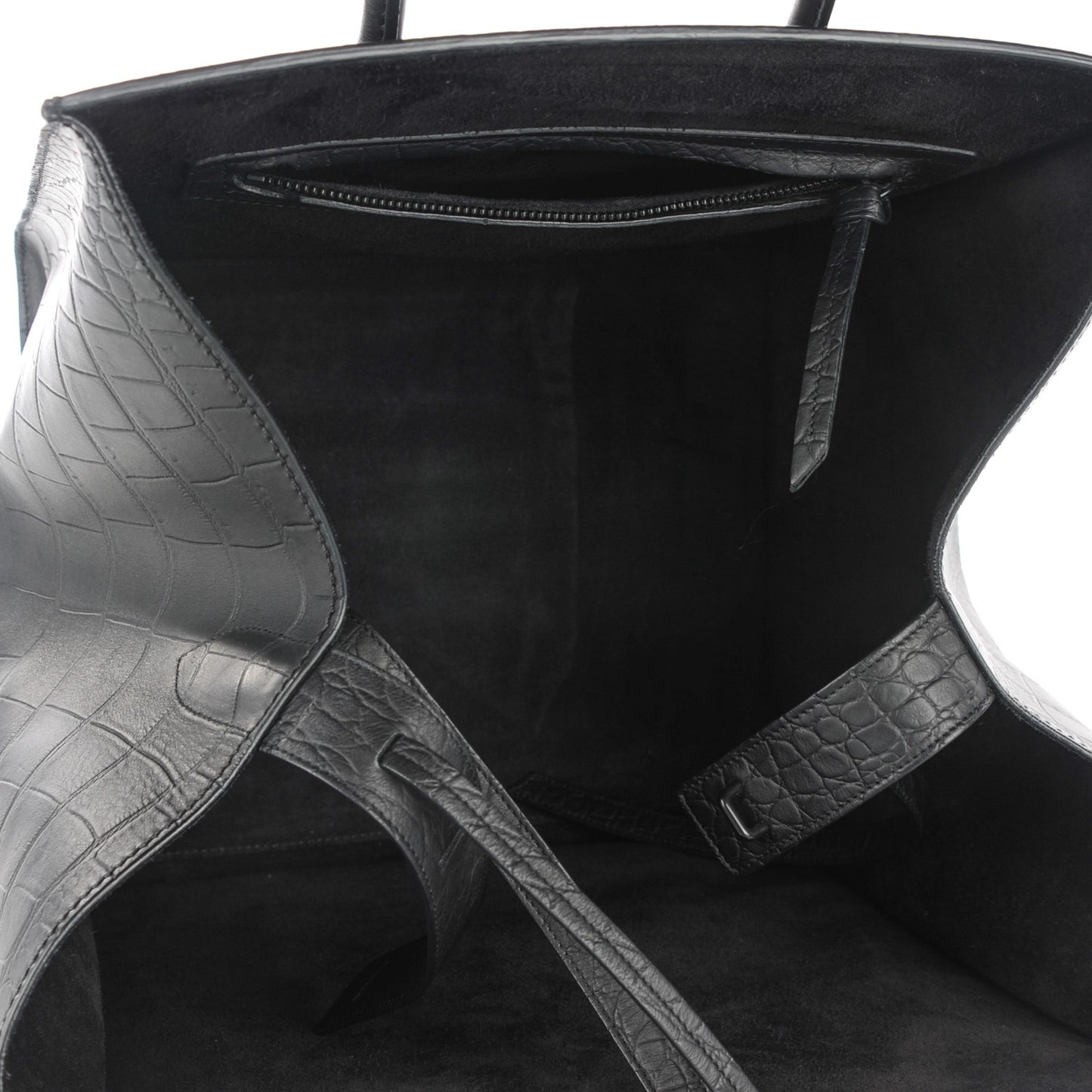 Crocodile Embossed Calfskin Medium Phantom Luggage Black