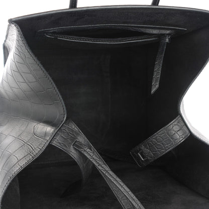 Celine Crocodile Embossed Calfskin Medium Phantom Luggage Black 5 of 7