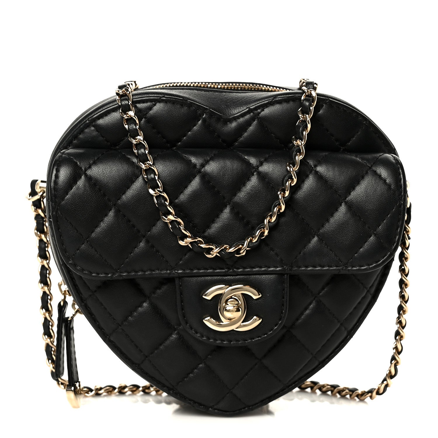 Chanel Lambskin Quilted CC In Love Heart Bag Black 1 of 10