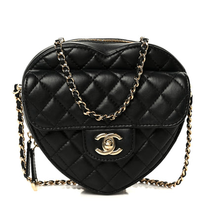 Chanel Lambskin Quilted CC In Love Heart Bag Black 1 of 10